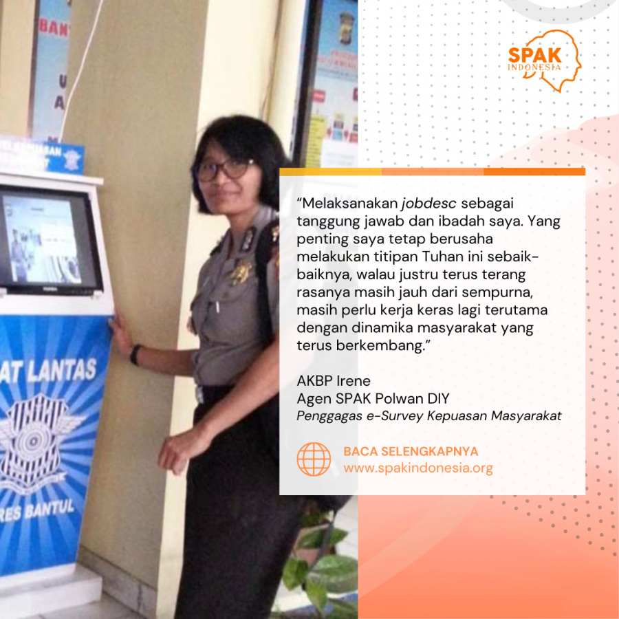 Agen SPAK Polwan DIY AKBP Irene di depan elektronik Survey Kepuasan Masyarakat